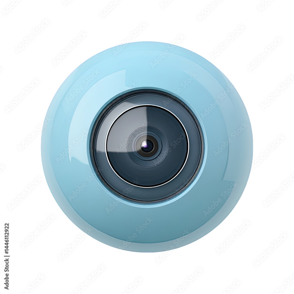 Modern blue webcam technology high definition digital camera lens 3d view on transparent background Modern blue webcam technology high definition digital camera lens 3d view on transparent background