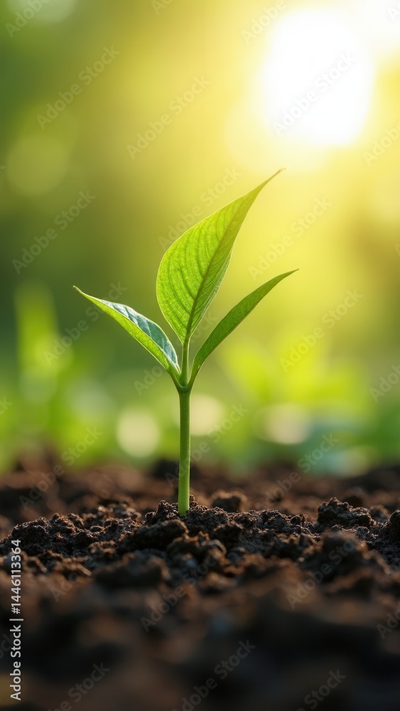 Young plant growing at sunlight. Environment and ecology concept. Sources for renewable, sustainable development..