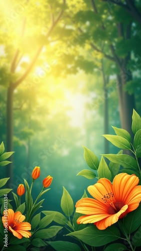 Trendy summer nature banner..