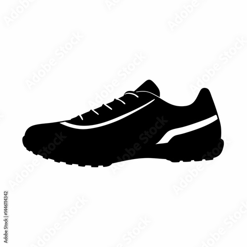 Silhouette of a pair of athletic shoes or sneakers isolated on white background