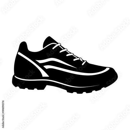 Silhouette of a pair of athletic shoes or sneakers isolated on white background