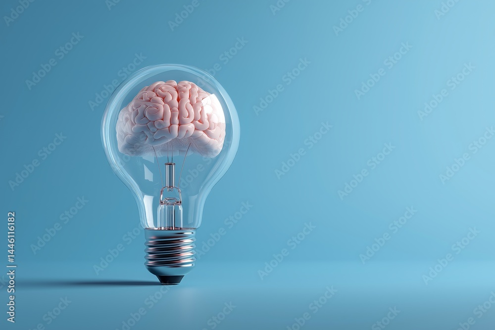 Brain Inside Lightbulb Creative Concept