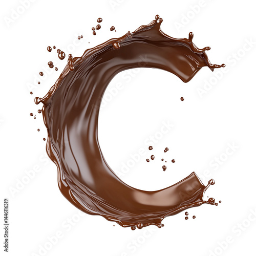 Splashing chocolate forms a creative letter C