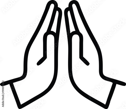 Praying Hands Icon Illustration Hope Faith and Prayer Gesture Simple Black Line Art Design
