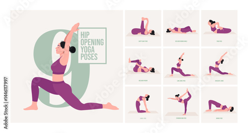 yoga poses for Hip Openin. Young woman practicing Yoga pose. Woman workout fitness, aerobic and exercises. 