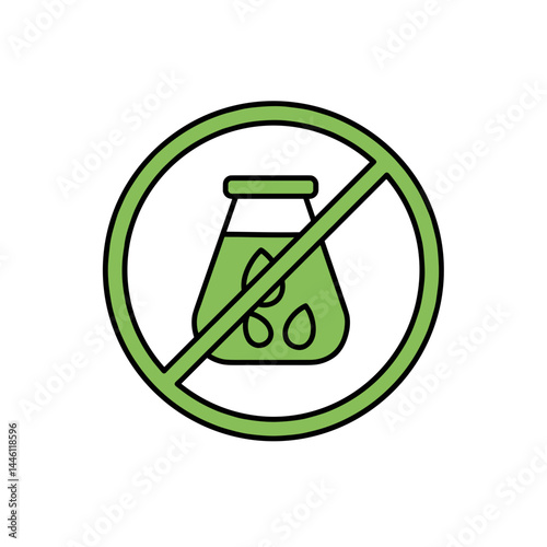 Eco Detox: toxic_free symbol in green colors on a minimalist background  