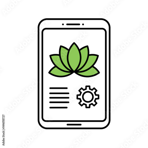 Digital detox meditation app icon with green lotus flower design  