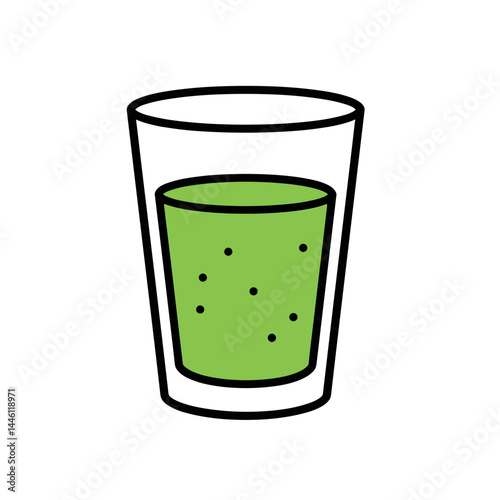 Green Juice Detox Drink in a Clear Glass Illustration  