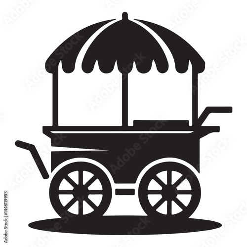 Food Cart Silhouette on White Background

