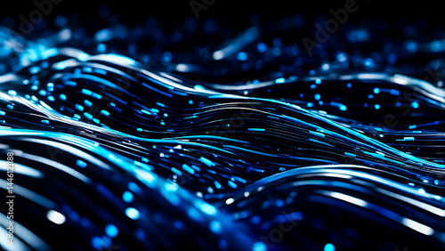 Realistic futuristic abstract technology background with AI-inspired design elements and digital network visualization in dark modern tones