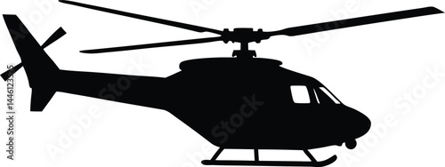 silhouette of a helicopter in flight on white 