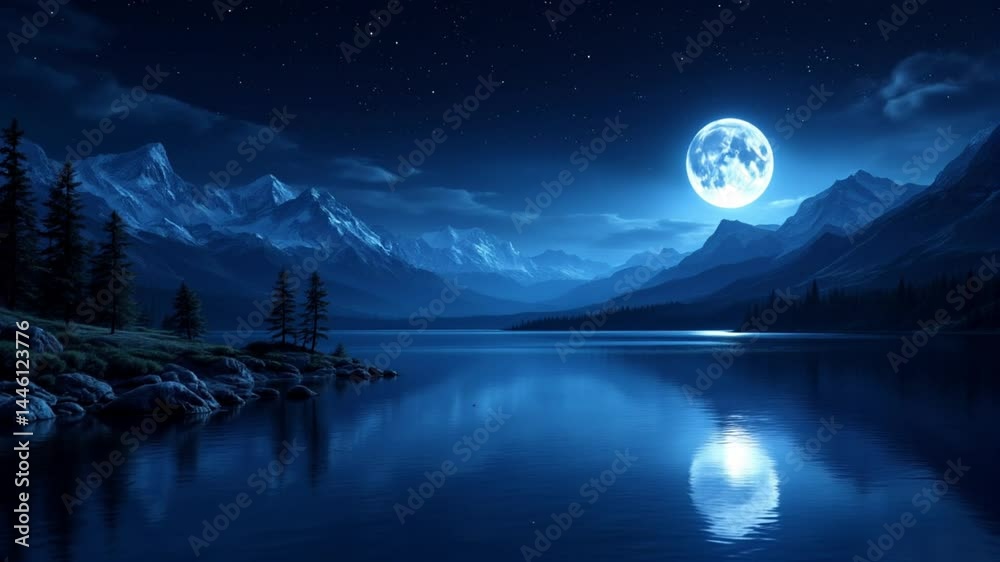 Golden Moon Slowly Rising Behind Mountain Silhouettes Golden Moon Slowly Rising Behind Mountain Silhouettes