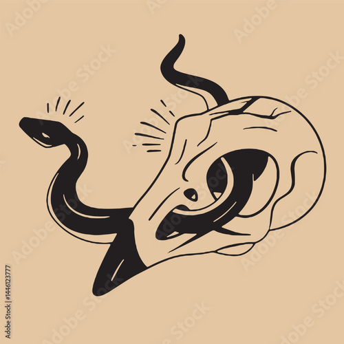 Hand-drawn vintage mystical and magic symbols illustration