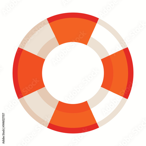 Simple vector illustration of an orange and white striped life preserver