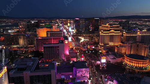 Las Vegas - Vegas Strip High Aerial View At Night Video