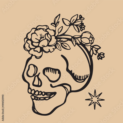 Hand-drawn vintage mystical and magic symbols illustration