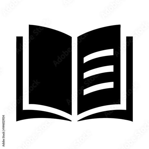 open book silhouette clipart on transparent background for web and graphic design
