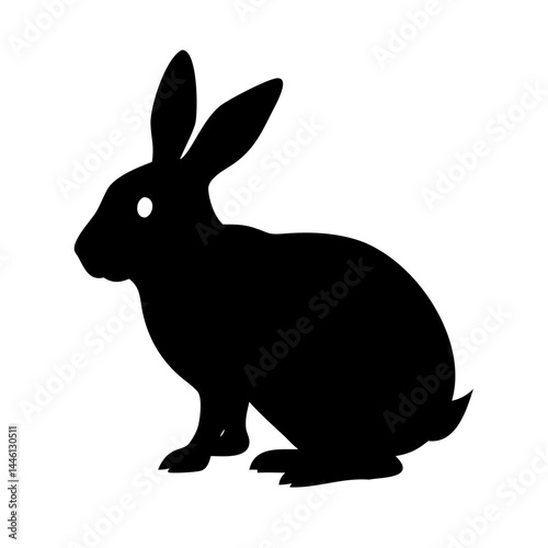 rabbit frontal silhouette design on transparent background for web and graphic design