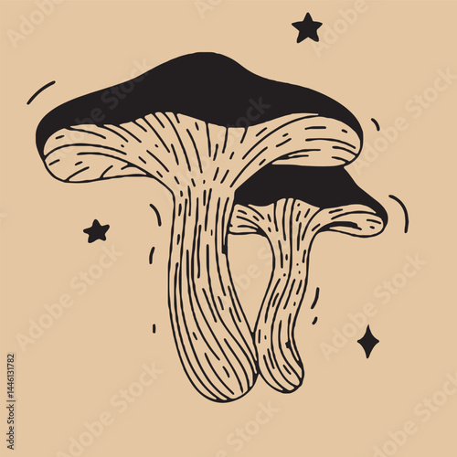 Hand-drawn vintage mystical and magic symbols illustration