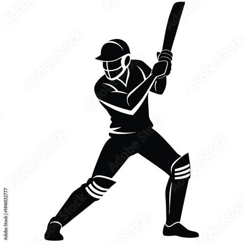 Cricket-player-pose-silhouette-vector 