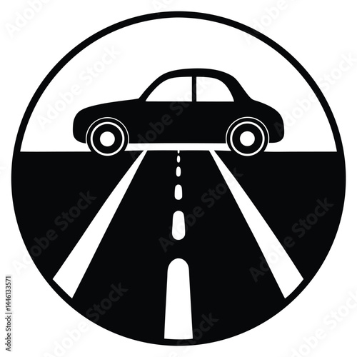 Classic Car on the Open Road A Simple Vector Illustration
