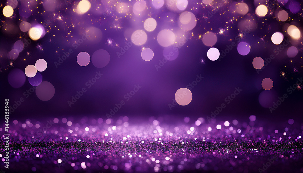 festive dark purple background with boke and light on bottom