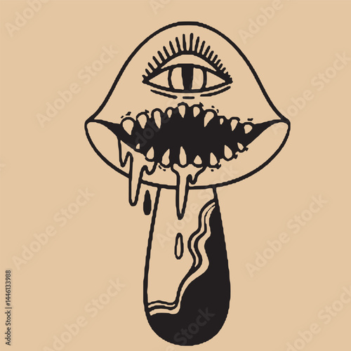 Hand-drawn vintage mystical and magic symbols illustration