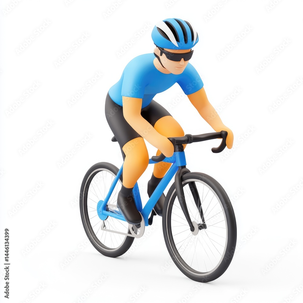 Naklejka premium 3d model of a cyclist in motion.