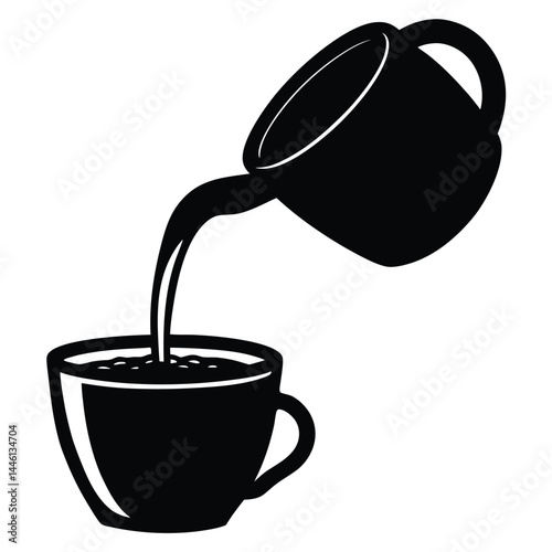 Pouring Hot Tea or Coffee into a Mug A Simple Illustration