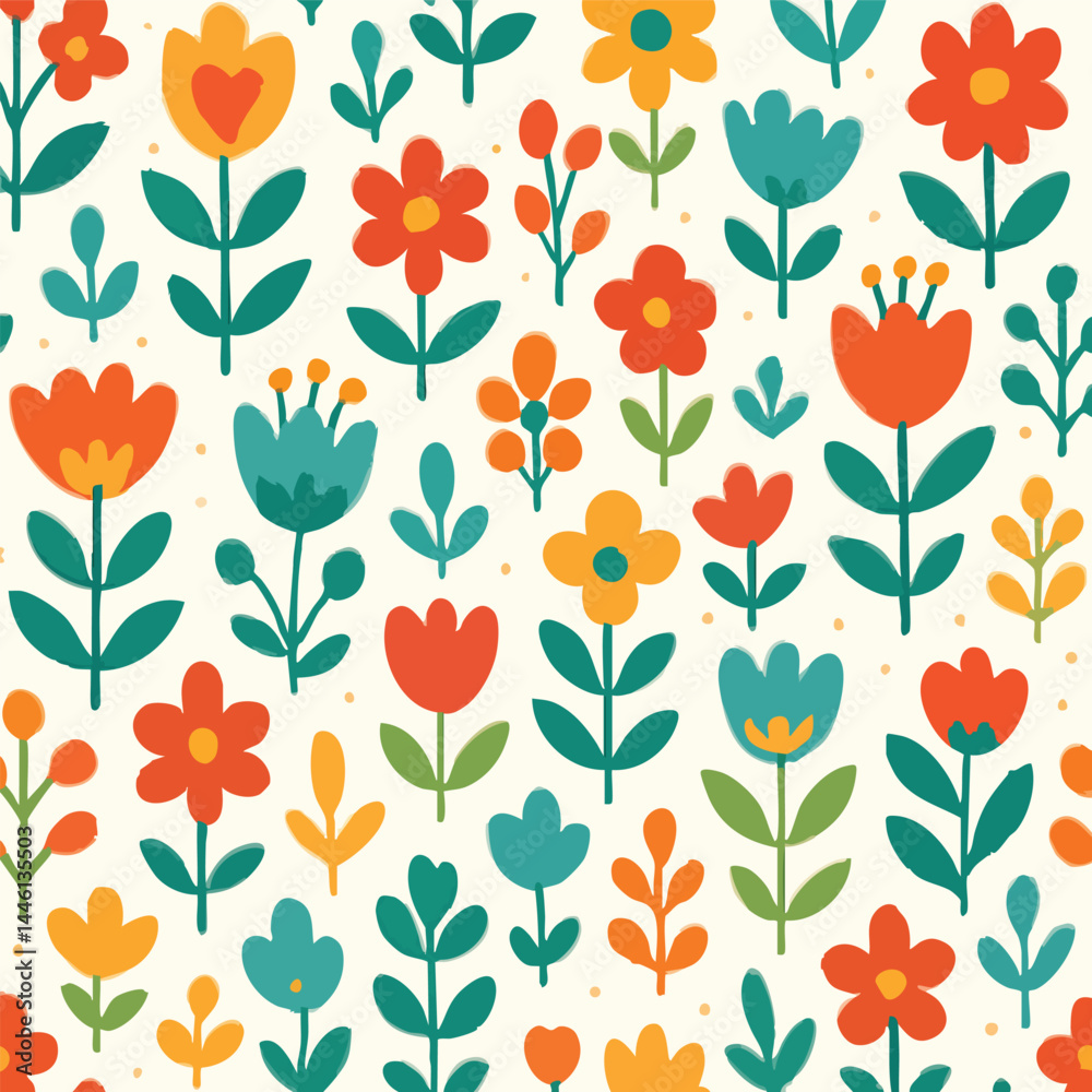 Cute Colourful Floral Print in Vector