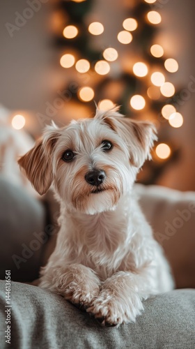 Wallpaper Mural Dog with Christmas lights Torontodigital.ca