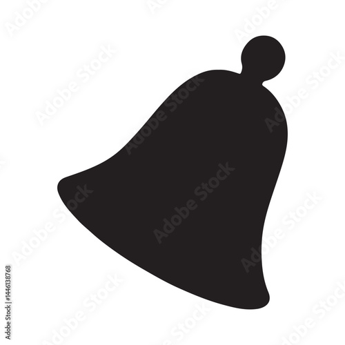 Notification Jingle Bell, Alarm Handbell Solid Flat Vector Icon Isolated on White Background.
