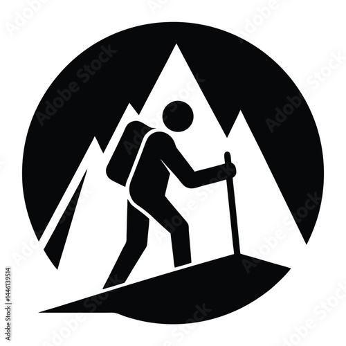 Mountain Hiking Adventure Climber Silhouette Icon