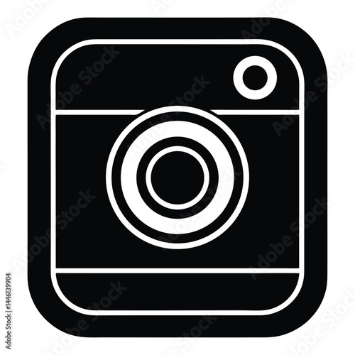 Simple Black and White Camera Icon Photography, Image, Picture, Shutter, Lens