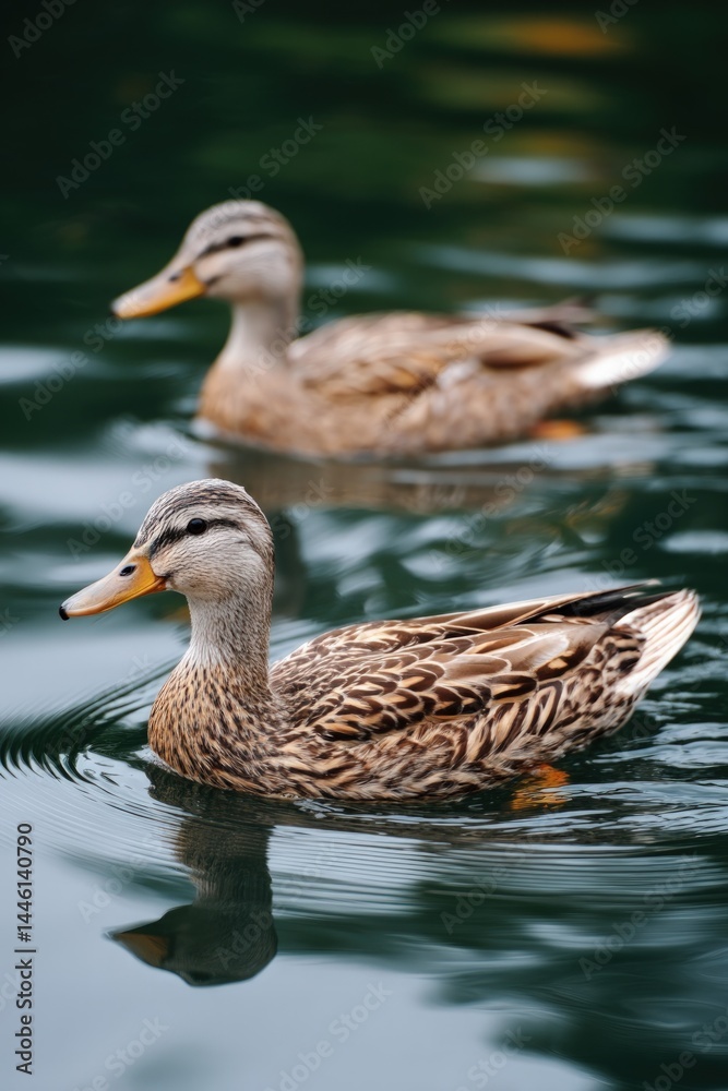 Ducks swimming in pond with ripples in the background. Nature photography Ducks swimming in pond with ripples in the background. Nature photography