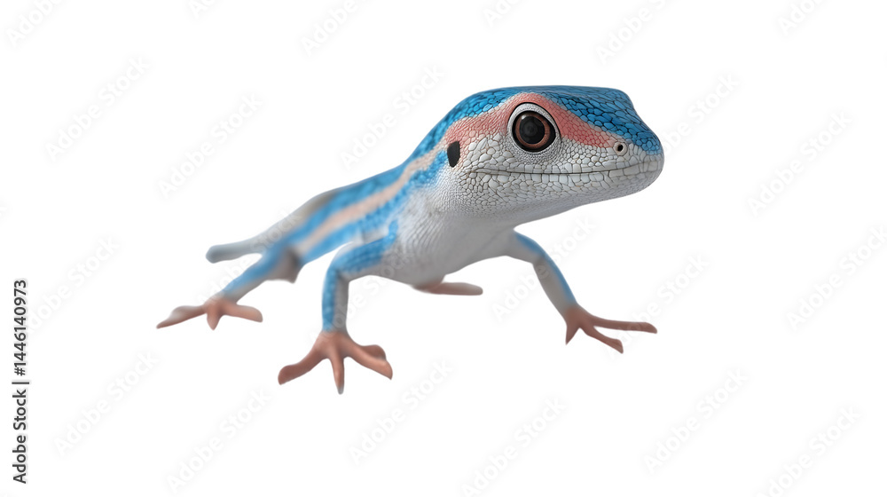 Obraz premium Vividly Colored Lizard with Blue and Pink Patterns Perfect for Nature and Wildlife Themes Hig