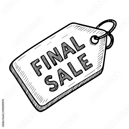 Final Sale Tag Illustration in Black and White  