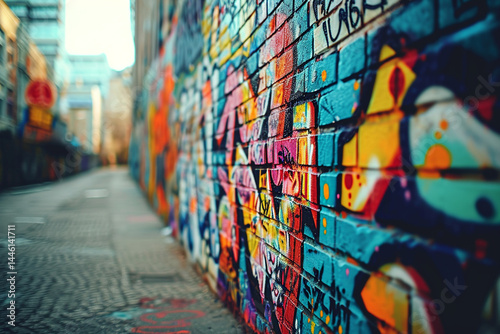 Abstract graffiti wall backdrop, perfect for creating artistic pop art backgrounds, with touch of way  