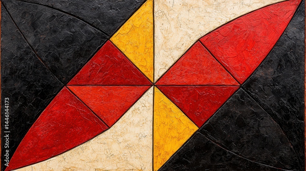 Abstract Geometric Artwork with Red, Yellow, and Black Triangles Abstract Geometric Artwork with Red, Yellow, and Black Triangles