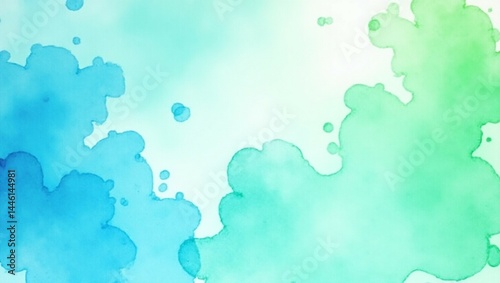blue green and white watercolor background with abstract cloudy sky concept with color splash design and fringe bleed stains and blobsblue green and white watercolor background with abstract cloudy sk