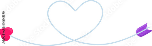 A colorful cupid's arrow looping in the shape of a heart.