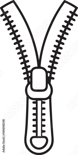 zipper line art, black outline, vector and illustration, coloring book page line art drawing