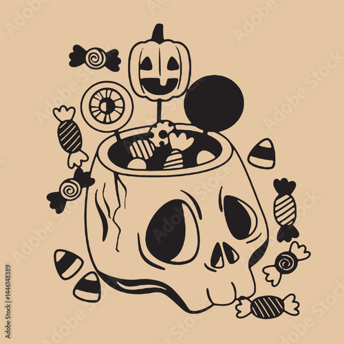 Hand-drawn vintage mystical and magic symbols illustration