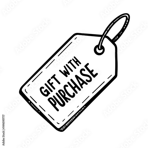Sale Tag Offering Gift with Purchase in Black and White Style  