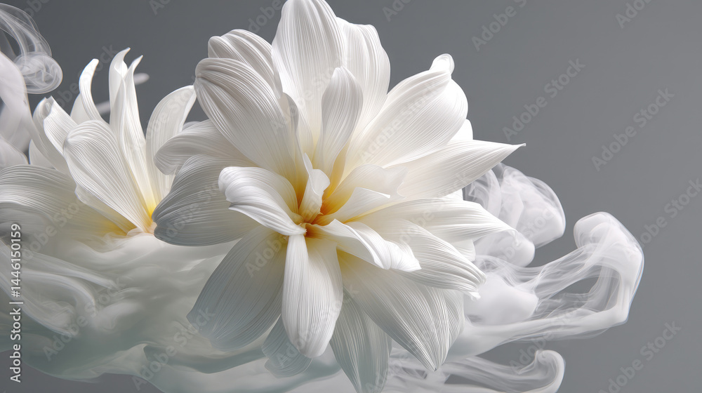 Elegant white peony close up