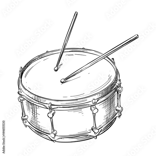 snare drum vector line art hand drawn illustration