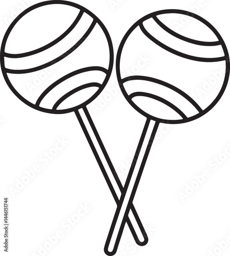lollipops sticks line art, black outline, vector and illustration, coloring book page line art drawing