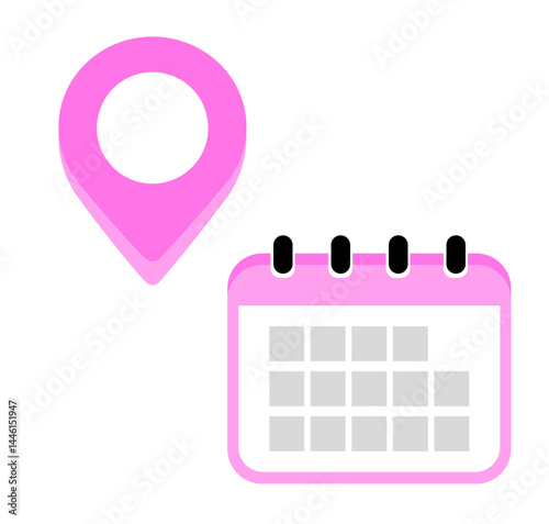 Time, date and address icon set. Calendar, clock, location. Editable stroke. Linear vector outline illustration. Vector illustration.	