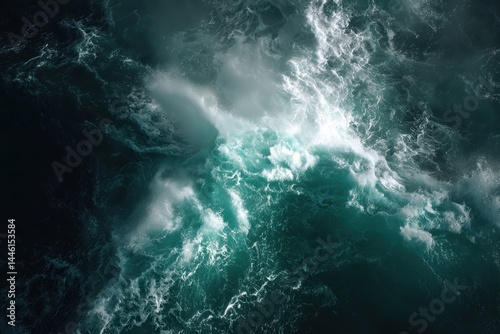 Obraz na płótnie Stormy Ocean Waves from Above: Dynamic Oceanic Flight Perspective w salonie