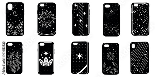 vector illustration of a set of  phone case,  phone case bundle isolated on white background 